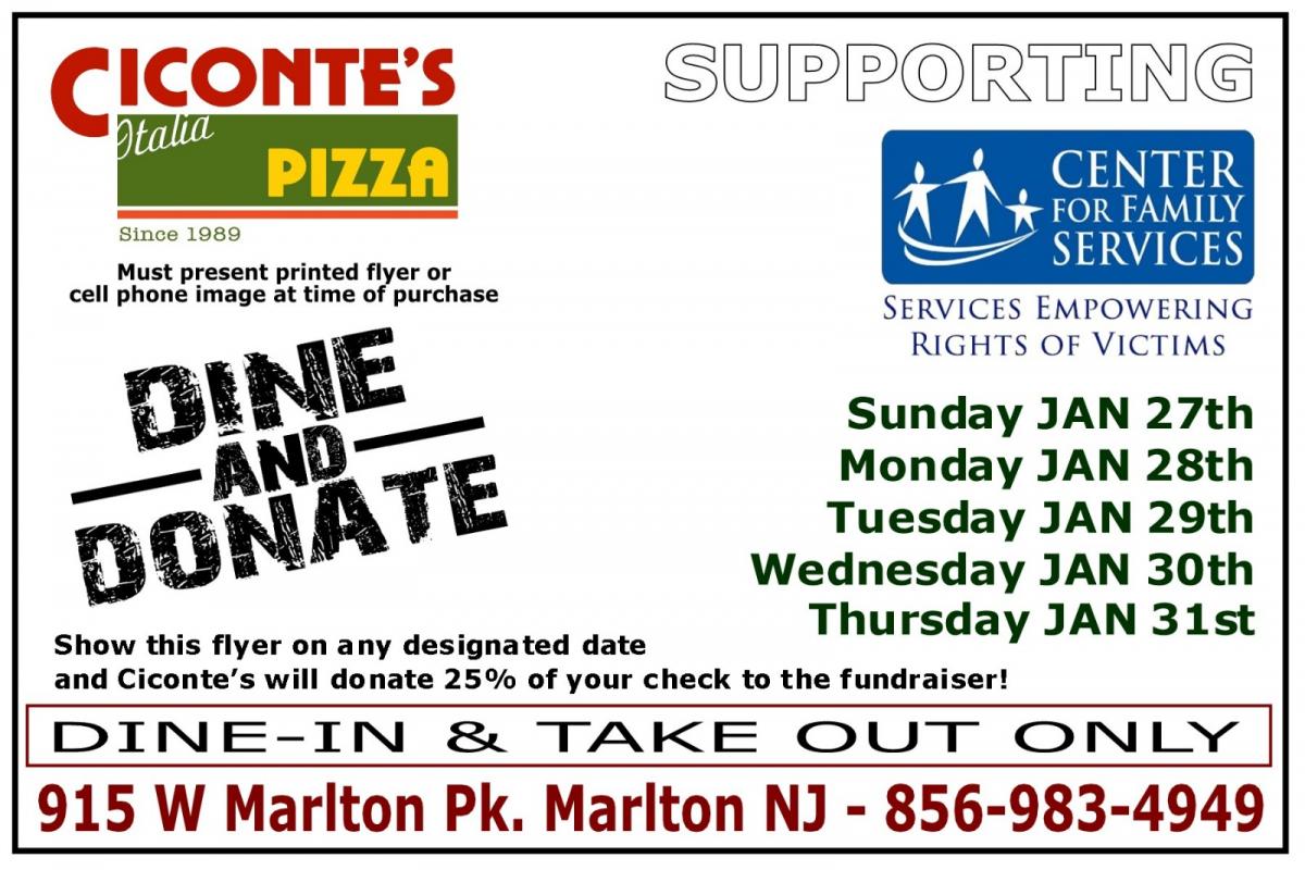 Dine and Donate at Ciconte's in Marlton for Human Trafficking Awareness